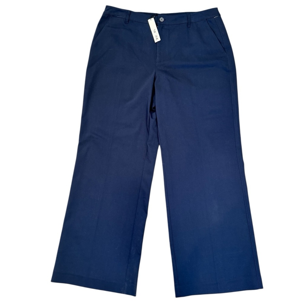 Nic + Zoe Pants Womens Size 14 Wide Leg Blue Stretch High Rise